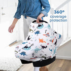 Rquite All-in-1 Car Seat Cover Baby, Carseat Covers for Girl Boy, Stretchy Soft Infant Car Seat Cover, Multi-use Baby Carrier Cover, Car Seat Canopy, Stroller Sun Shade, Nursing Breastfeeding Cover