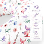Pea Pod Nursing Pillow Cover 2 Pack Soft & Adorable Slipcovers for Breastfeeding Pillows, Comfortable Stretchy Feeding Pillow Covers for Baby Girls Boys Newborn, Removeable Pillow Case (Butterfly)