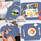 Placemat for Baby, Silicone Baby Toddlers Non-Slip Tablemats Stain Resistant Anti-Skid Reusable Dishwasher Safe Table Mats (Lake Blue)