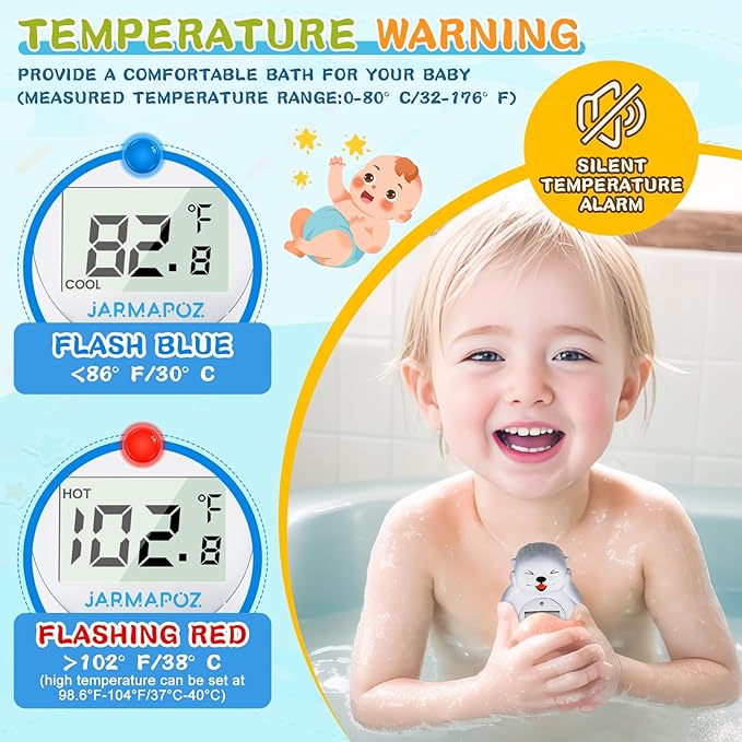 Baby Bath Thermometer, Cute Otter Floating Water Thermometer for Newborns & Infants, Safe and Accurate Room and Bathtub Temperature Monitor, Grey