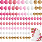 75 Pieces Cake Balls Topper Decorations Foam Cupcake Topper Mini Balloon Balls Cake Picks for Deco Birthday Party Wedding（Pink White Gold Series）