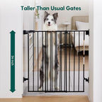 Babelio 34" Extra Tall Baby/Dog Gate with No Threshold Design Walk Thru Door, 26-43" Auto Close Safety Gate for Babies, Elders and Pets, Fits Doorways, Stairs, and Entryways, Black
