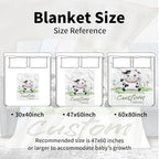 Personalized Baby Blanket for Boys, Custom Name Baby Blanket with Cars, Soft Flannel with Double Layer Dotted Backing, Receiving Swaddle Blankets for Infants and Toddlers, Cow Design