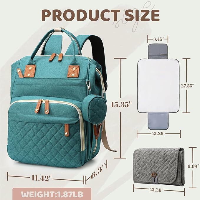 Diaper Bag Backpack for Girls Boys: Green Toddler Diaper Bag with Changing Pad Baby Backpack Diaper Bag for Mon Dad Newborn Mochila Pañaleras Bebe Niña Niño Baby Registry Search Essentials Must Haves