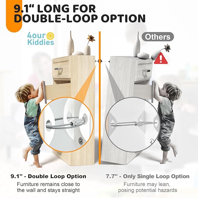 10 Pack Furniture Wall Anchors for Baby Proofing, Anti Tip Furniture Anchors, Secure 400 Pound Furniture, Dresser, Bookcase to Wall Prevent Falling, Earthquake Straps for Child Safety (Black)