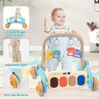 Baby Play Gym Walker Kick and Play Piano Gym for Boys Girls Play Mat Musical Tummy Time Mat Infant Christmas Newborn Gifts Toddlers (Elephant Upgraded)