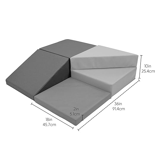 Factory Direct Partners 12366-NVPB SoftScape Playtime Corkscrew Climber for Infants and Toddlers, Colorful Beginner Soft Foam Structure for Indoor Active Play (5-Piece Set) - Navy/Powder Blue