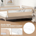 HONEY JOY Bed Rail for Toddlers, 71-in Extra Long, Portable Safety Bed Guardrail w/Double Safety Child Lock, Foldable Baby Bed Rail Guard, Fit King & Queen Full Twin Size Bed Mattress(Beige, Pack 2)