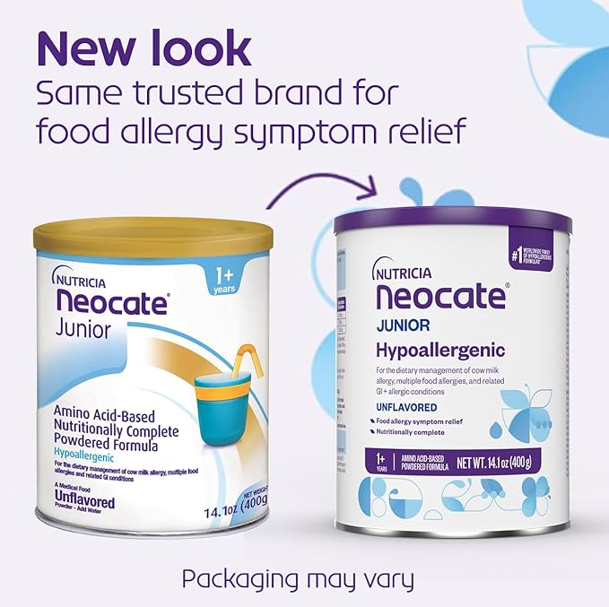 Nutricia Neocate Junior - Hypoallergenic, Dairy-Free, Amino Acid-Based Formula Without Prebiotics for 1+ Years - for Toddlers, Kids & Teens - Powdered Formula - 14.1 oz can (Case of 1)