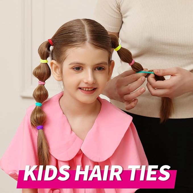 YGDZ Cotton Mini Hair Ties and Ponytail Holders Set for Toddlers and Kids: 300PCS Seamless Elastic Multicolor Bands, Hair Accessories for Little Girls