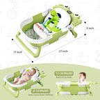 Collapsible Baby Bathtub for Newborns to Toddler with Real-time Temp Monitor & Floating Cushion,Portable Travel Tub for 0-36 Month, Foldable Baby Bath Tub for Infants(Green)