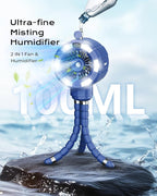 6000mAh Misting Fan for Stroller, 3 Speeds Portable Clip Fan with Intermittent/Continuous Spray, 14H Cooling, Detachable Mount, Timer & Night Light for Baby (100ML Water Tank)-Darblue
