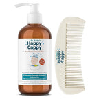 Happy Cappy Cradle Cap Medicated Shampoo and Body Wash with Comb - Baby Dandruff Shampoo, Helps Infants with Seborrheic Dermatitis, Reduces Flakes, Dermatologist Tested, Fragrance Free - 8 fl oz