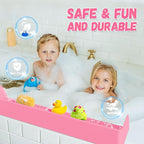 Splash Guard for Bathtub Kids - Silicone Bathtub Splash Guard with 11 Suction Cups, Bath Tub Play Shelf for Kids & Toy Holder, Prevent Water Spill in Bathroom, Fun Bath Time for Toddlers Baby, Pink
