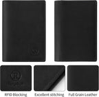Ringsun Leather Passport Cover for Men Women, RFID Passport Wallet Case Travel Passport Holder for Family