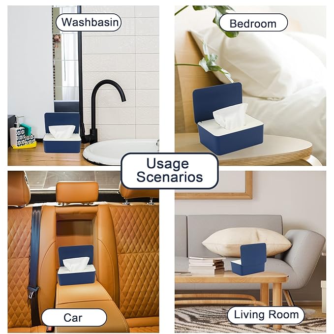 NOVWANG Wipes Dispenser, Baby Wipe Holder, Keeps Wipes Fresh, Refillable Wipe Container Baby Wipes Case for Bathroom Wipes Pouch Case, Deep Blue