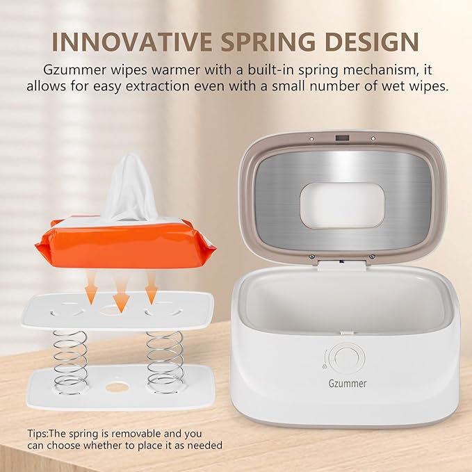 Baby Wipe Warmer, Wipe Warmer and Baby Wet Wipes Dispenser, 3 Temperature Control Large Capacity Wipes Warmer for Babies with Night Light (Gray+White)