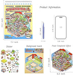 Sticker Therapy 3D Scenes – 6 Sets Large Size DIY 3D Sticker Scene with Tweezer for Adults & Kids Relief Stress Pass The Time, Cute Miniature House & Room Material Collection Book 01
