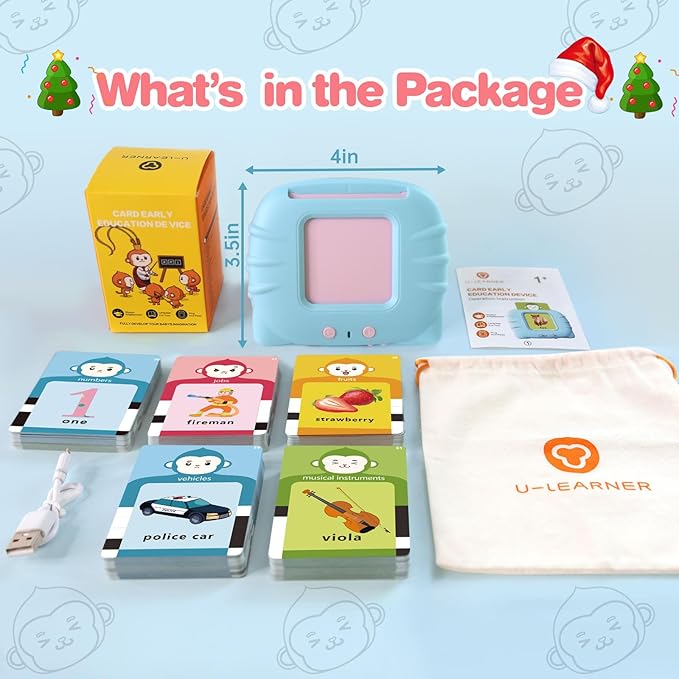 Talking Flash Cards for Toddler 1 2 3 4 Year Olds, ABC Flash Cards for Toddlers 2-4, Montessor, Autism Sensory, Speech Therapy Toys, Birthday Gift for Boys and Girls, 296 Pro Words Blue