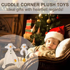 Organic Cotton Stuffed Animal Rattle Baby Toys, Plush Snowman Cuddle Cloth and Hand Grip Ring Rattles Plush Toy Set for Newborns Infant Boys Girls, 2 PCS