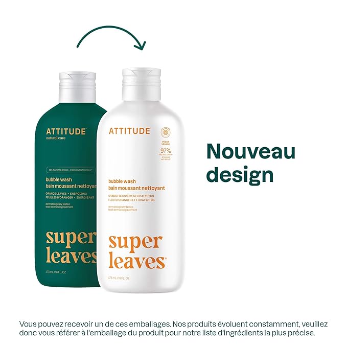 ATTITUDE Bubble Bath, EWG Verified, Plant and Mineral-Based, Dermatologically Tested, Vegan Body Care Products, Orange Blossom & Eucalyptus, 16 Fl Oz (Pack of 6)