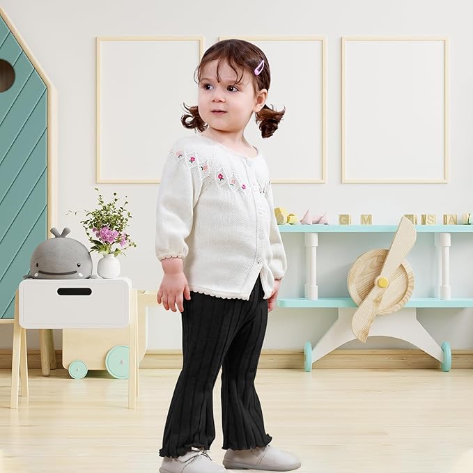 Neutocd Baby Girl Flare Pants Toddler Bell Bottoms Leggings Infant Stretchy Soft Trousers Solid Elastic Waist Pants