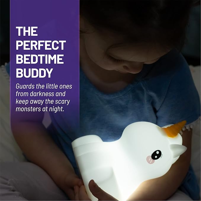 Lumipets Remote Control Silicone Night Light for Kids - Unicorn Design with 9 Soft Colors & Sleep Timer - Rechargeable, Battery-Operated Lamp for Bedroom | Baby Nursery, Toddler, Girls, Boys