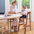 Yoleo Wooden High Chair for Toddlers to Teens, Adjustable Dining Feeding Chair with Steps Grows with Child, Max 60kg (Nut-Brown)