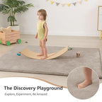Baby Play Mat for Floor,Extra Large 79"×118" Tummy Time Mat,Thicker Memory Foam Mat for Toddler,Infant,Kids,Water Repellent Ultra Soft Coral Velvet,Non-Slip Backing Safe for Crawling(Beige)