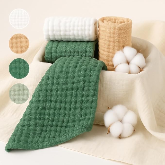 Pink Muslin Burp Cloths Set of 6, Baby Boy Essentials 6 Layer Super Absorbent, Soft & Gentle Muslin Washcloths Baby, Large Size 20"x10" Burp Clothes