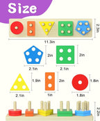 Montessori Toys for 1 2 Year Old Girl and Boy Birthday Gifts, Shape Sorter Wooden Toys for Toddlers Age 1-3 2-4, Learning Educational Sensory Stacking Toddler Puzzles