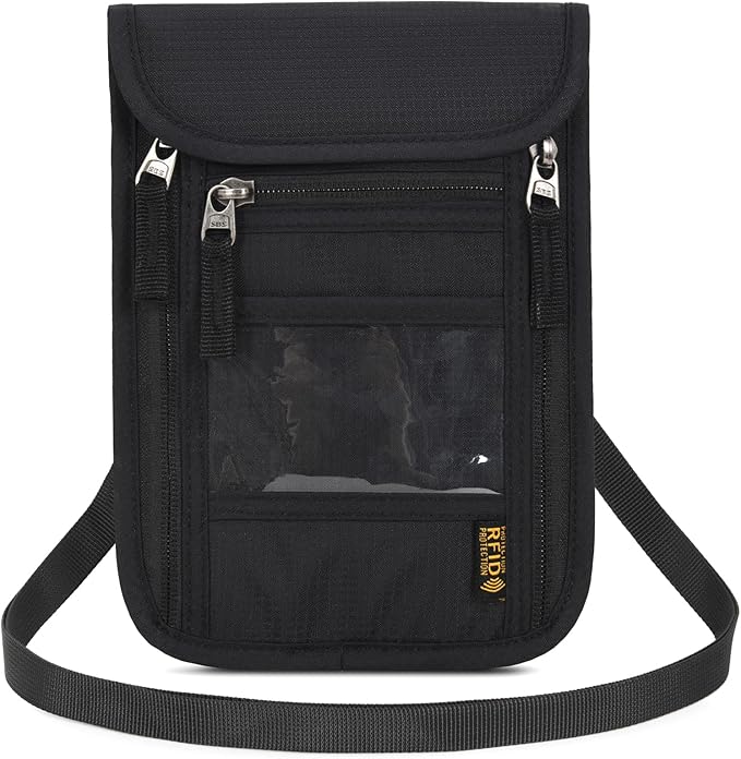 Neck Wallet Lightweight RFID Blocking Waterproof Travel Pouch for Women Men