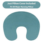 Hooyax Muslin Nursing Pillow Cover, Soft Breathable Feeding Slipcover for Breastfeeding Moms, Stretchy Removable Infant Pillow Cover for Boy and Girls (Blue)