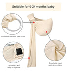Water Ring Sling Baby Carrier, Adjustable Lightweight Breathable Newborn Carrier Sling for Summer, Swimming, Pool, Beach, Front Chest Mesh Infant Wrap Carrier for Baby Gift （ Beige