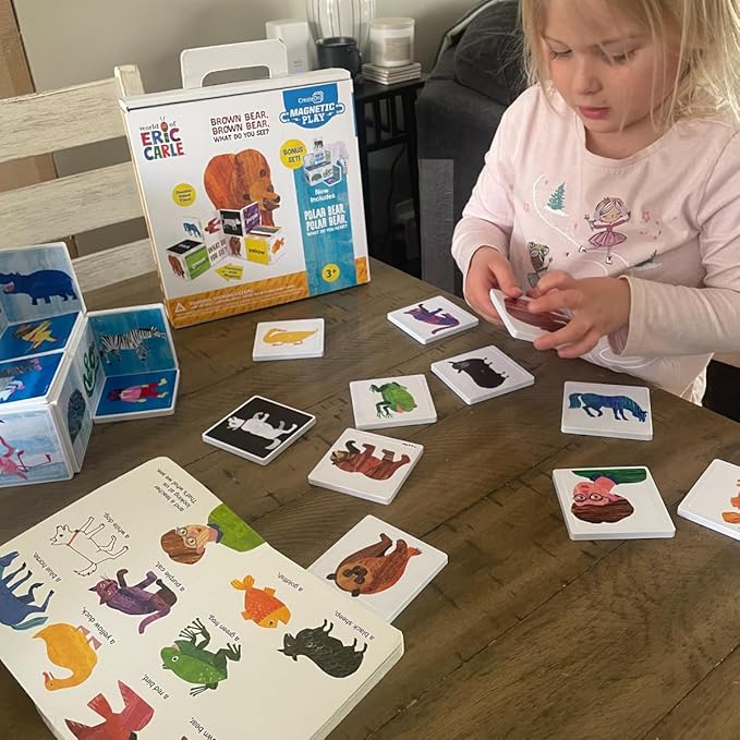 CreateOn Eric Carle Brown Bear with Polar Bear Bonus Set Magnetic Tiles, Building Set for Kids, Magnetic Building Toys for Kids, STEM Toys for Boys and Girls Ages 3+, 24 Piece