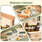 ROBOTIME Wooden Kids Tool Bench, Toddler Tool Bench - Toy Play Workbench Workshop with Tool Belt, Play Tools Set, Drawing Paper for Construction Play, Perfect for Kids Ages 3-5