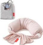 bbhugme Adjustable Nursing Pillow with Pink Melange Cover & Extra Grey Melange Cover - Breastfeeding and Baby Support