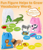 Alphabet Learning Toys for Toddlers, Word Work Small Group Set with 104 Phonics Flash Cards and 26 Animal Figurines, Fun Education Classroom Supplies Alphabet Sounds Teaching Games for Kids