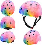 Adjustable Color Gradient Skateboard Helmet for 3-5-8-14+Ages【Toddler Kids Youth Adult】 Girls Boys Woman.Bike Helmet for Multi-Sports Cycling Bicycle Scooter Inline Roller Skate Rollerblading