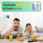 Toddler Utensils, Toddler Forks and Spoons, Baby Stainless Steel Silverware Set with Storage Box for Self Feeding Safe, Dishwasher Safe (2 Set with Case)