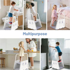 Potty Training Seat with Step Stool - 3 in 1 Potty Training Toilet Seat with Large Handles & Anti-Splash Guard | Foldable Toddler Toilet Seat Adjustable Height Non-Slip Toddler Step Stool