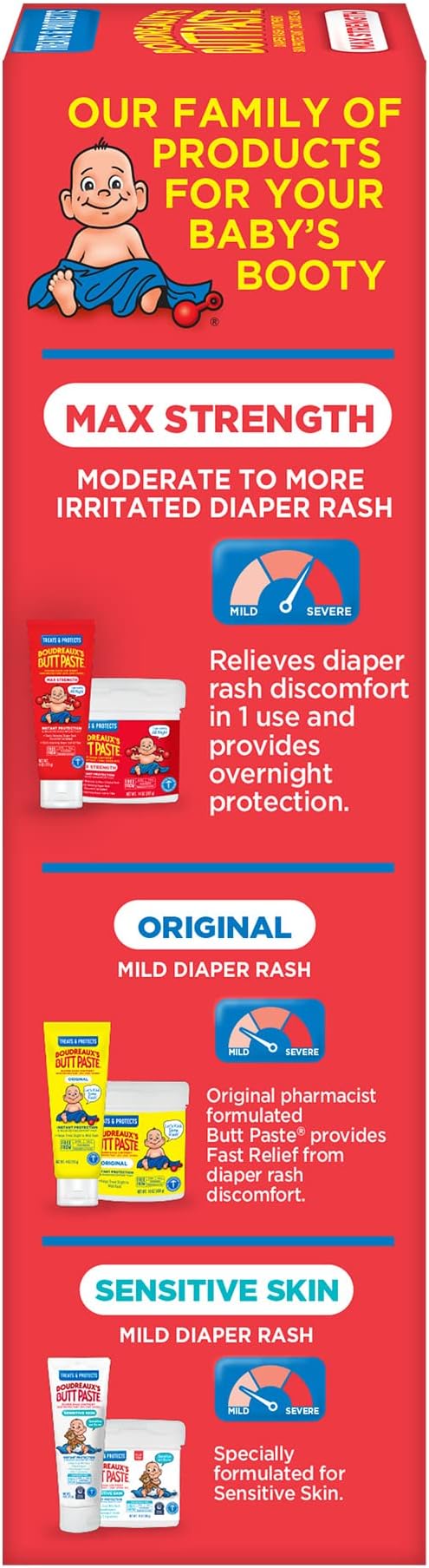 Boudreaux's Butt Paste Maximum Strength Diaper Rash Cream, Ointment for Baby, 4 oz Tube (Pack of 2)