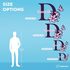 CRYPTONITE Custom Name & Initial with Lily and Butterfly I Flower Wall Decals for Bedroom Decor | Custom Decal for Girl Bedroom Decor I Pink Room Decor for Little Girl Room Decor (B. Flower)