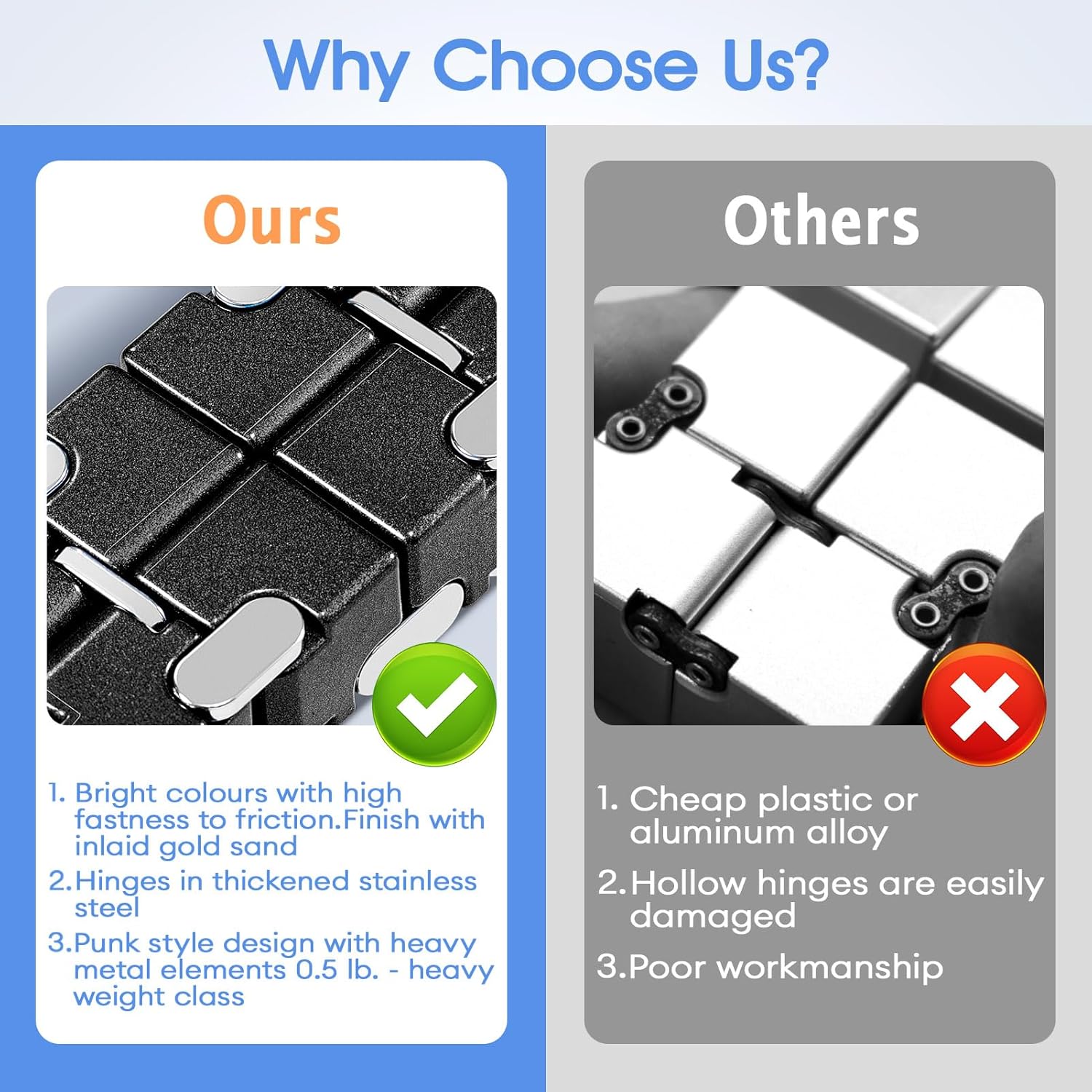 Fidget Cube, Zinc Aolly Metal Infinity Cube Fidget Desk Toy, Punk Style Design with Exquisite Case, Durable and Heavy Cool Gadgets, Adult Fidget Toys for Alleviate Stress and Anxiety(Black)