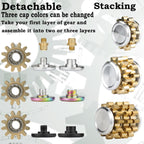 Metal Fidget Spinner for Adults, Small Mini Hand Toys, Copper Gear Linkage Fidget Blocks, Stacking Extendable Fingears Gyro, Bearing, Autism Sensory ADHD Anxiety Reduce