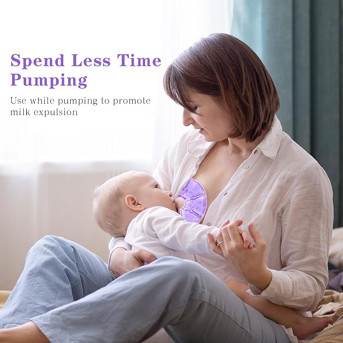 Breast Ice Packs, Hot & Cold Gel Therapy Pads for Breastfeeding, Postpartum Nursing, Engorgement, Mastitis, Pain Relief Breast Packs with Soft Covers, 2 Pack(Purple)