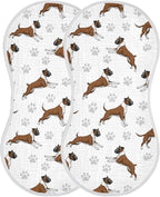 2 Pack Muslin Burp Cloths Boxer Dogs White Cotton Baby Burp Cloths Ultra Absorbent and Soft Spit Up Rags for Newborn Must Haves 22x11 Inch