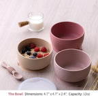 SAMiGO Silicone Baby Bowl and Spoon Set with Suction and Lid, First Stage Self Feeding Essentials, Food Bowl for 6+ Months