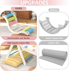 Pikler Triangle Set with Cushion, 9 in 1 Toddler Climbing Toys Indoor, Montessori Foldable Wooden Climbing Toys for Toddlers 1-3 Inside，Pikler Triangle Set Jungle Gyms Playground for Children