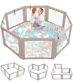 Dripex Foldable Playpen for Babies and Toddlers, 71"×69" Extra Large Baby Playpen, Indoor & Outdoor Safety Gate Collapsible Play Pen, Baby Fence Play Area with Visible Mesh, Khaki